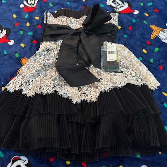 NWT Betsey Johnson Formal Dress Size 6 Black Tan Sequin Nylon Prom Homecoming - Picture 8 of 9